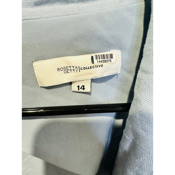 ROSETTA GETTY Light Blue Linen V-Neck Double Breasted Blazer Jacket Size 14 - Picture 10 of 15